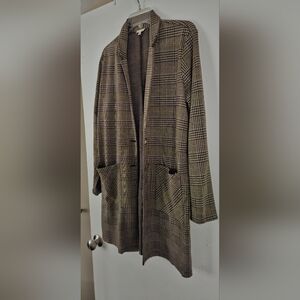 En Creme Brown Plaid Blazer